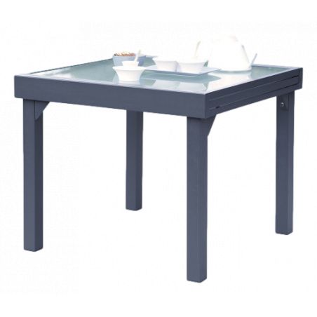 Salon de jardin Ensemble Modulo T 4 / 8 + F 4 + C 4 Full Verre Gris Anthracite Wilsa Garden