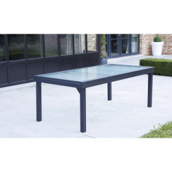 Salon de jardin Ensemble Modulo T 8/12 + F 8 Full Verre Gris Anthracite Wilsa Garden