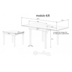 Table de jardin Modulo T 4 / 8 Full Verre Noir