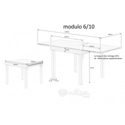 Table de jardin Modulo T 6/10 Full Verre Noir