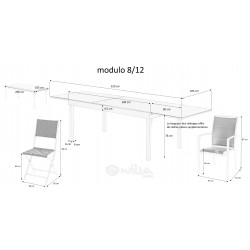 Table de jardin Modulo T 8/12 Full Verre Noir