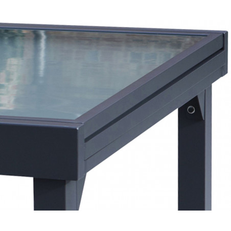 Table de jardin Modulo T 4 / 8 Full Verre Gris Anthracite Wilsa Garden