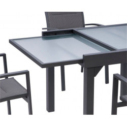 Table de jardin Modulo T 6/10 Full Verre Gris Anthracite Wilsa Garden