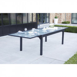Table de jardin Modulo T 8/12 Full Verre Gris Anthracite Wilsa Garden