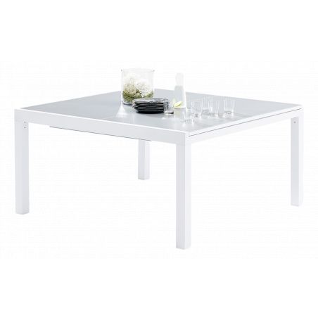 Table de jardin White Star T 8/12 Full Verre Blanc Wilsa Garden