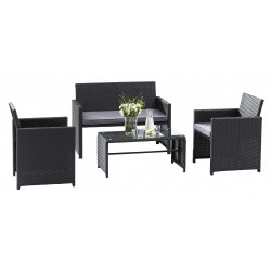 Ensemble Lounge Verre Noir S 2+F 1+TB Wilsa Garden