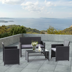 Ensemble Lounge Verre Noir...