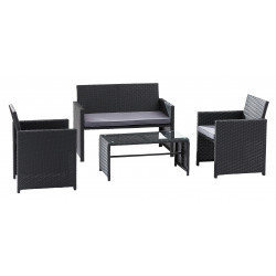 Ensemble Lounge Verre Noir S 2+F 1+TB Wilsa Garden