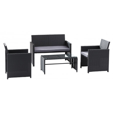 Ensemble Lounge Verre Noir S 2+F 1+TB Wilsa Garden
