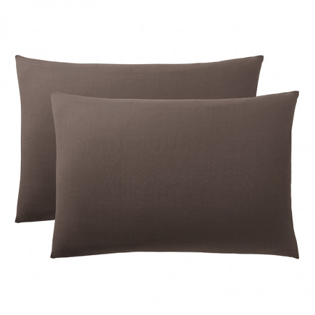 Lot de 2 taies d'oreiller Choco 50 x 70 cm / 100% Coton / 57 fils/cm²
