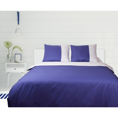 Parure de couette Bleu / Gris - 100% Coton / 57 Fils/cm²