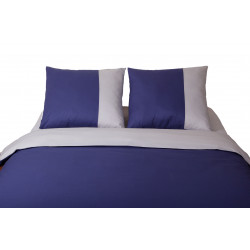 Parure de couette Bleu / Gris - 100% Coton / 57 Fils/cm²