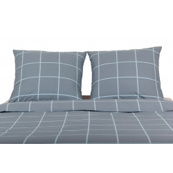 Parure de couette Carreaux Bleu - 100% Coton / 57 Fils/cm²