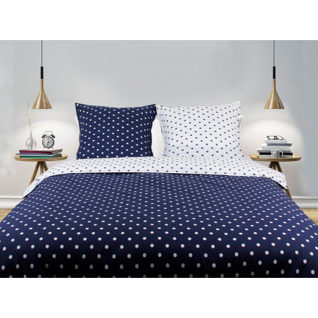 Parure de couette Pois Bleu - 100% Coton / 57 Fils/cm²