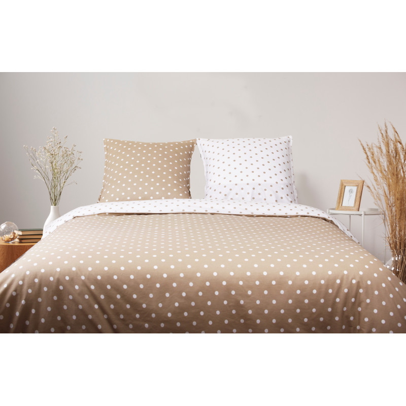 Parure de couette Pois Capuccino - 100% Coton / 57 Fils/cm²