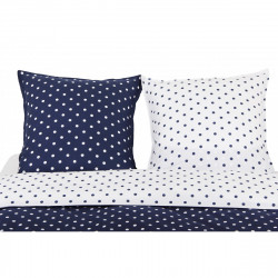 Parure de couette Pois Bleu - 100% Coton / 57 Fils/cm²