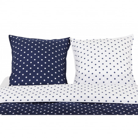 Parure de couette Pois Bleu - 100% Coton / 57 Fils/cm²