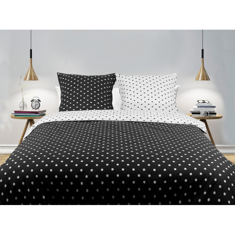 Parure de couette Pois Gris - 100% Coton / 57 Fils/cm²