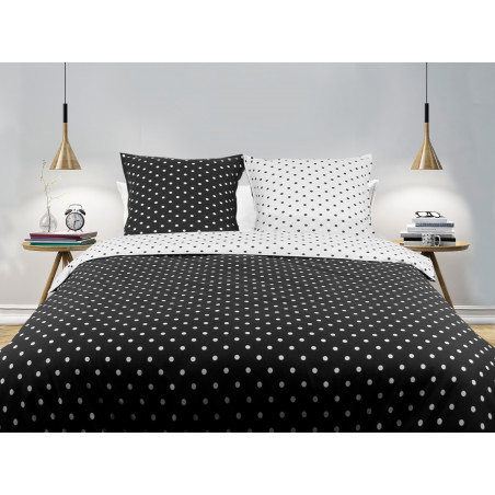 Parure de couette Pois Gris - 100% Coton / 57 Fils/cm²