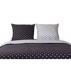 Parure de couette Pois Gris - 100% Coton / 57 Fils/cm²