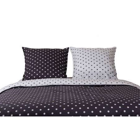 Parure de couette Pois Gris - 100% Coton / 57 Fils/cm²
