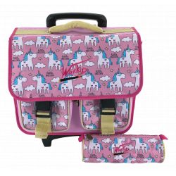 Cartable scolaire avec trolley + trousse offerte "Workids"