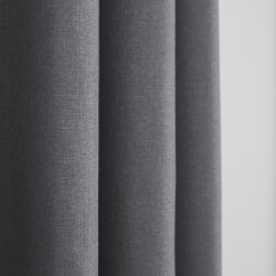 Paire de Doubles Rideaux à œillets "effet lin" Anthracite 140 x 260 cm Moonlight deco