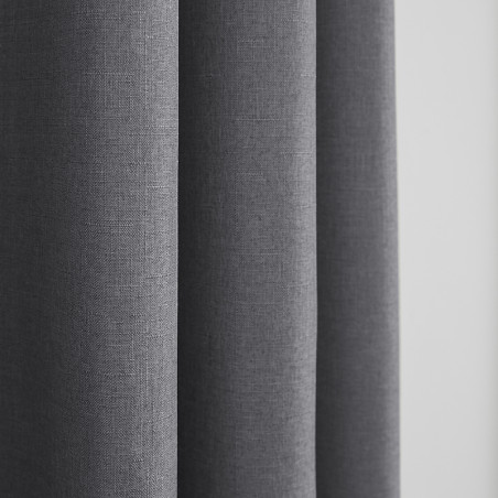 Paire de Doubles Rideaux à œillets "effet lin" Anthracite 140 x 260 cm Moonlight deco