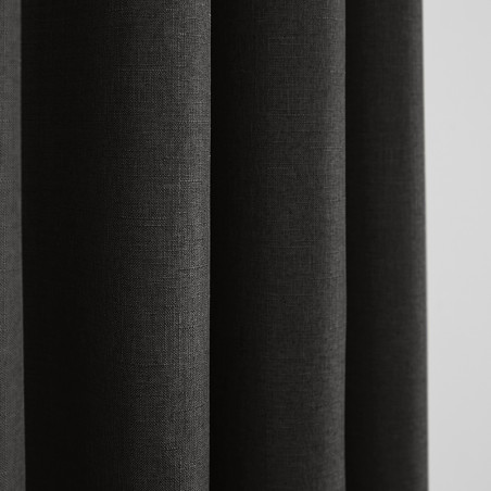 Paire de Doubles Rideaux à œillets "effet lin" Noir 140 x 260 cm Moonlight deco