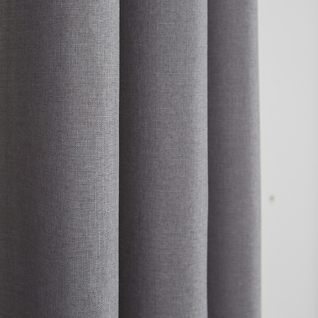 Paire de Doubles Rideaux à œillets "effet lin" Gris perle 140 x 260 cm Moonlight deco