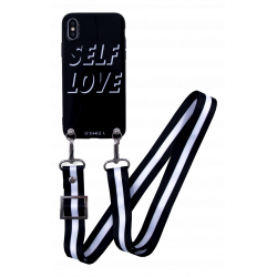 Coque pour Iphone X/Xs Black/White Strap-Selflove Iphoria