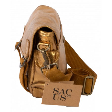 Sac besace Petit cuir Métallisé Sac US