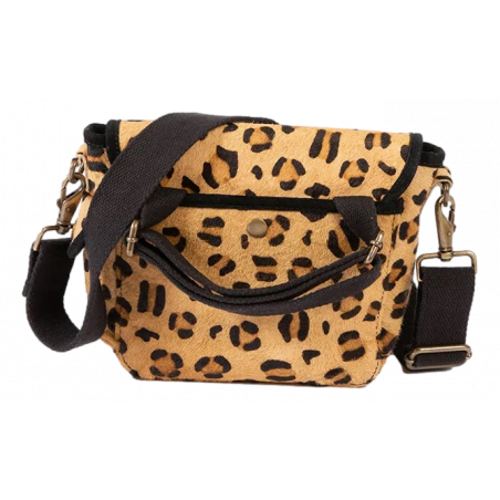 Sac besace Petit cuir Pony léopard Sac US