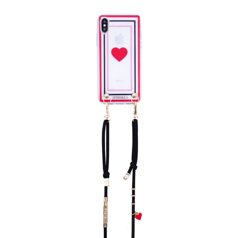 Coque pour Iphone X/Xs Transparent Red Heart