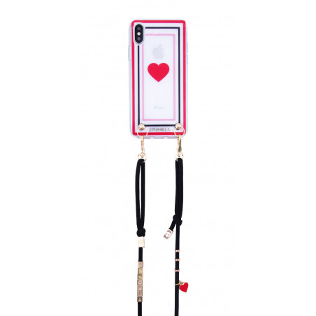 Coque pour Iphone X/Xs Transparent Red Heart