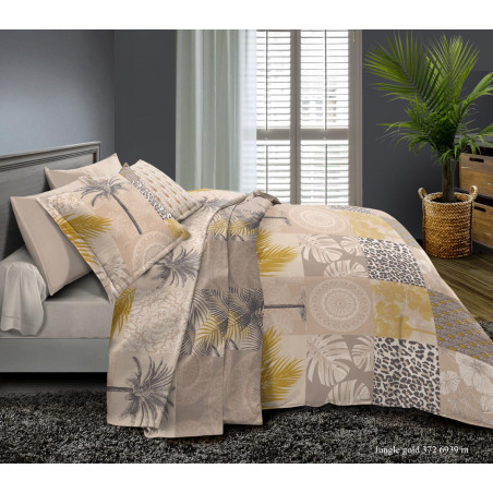 Pack complet Jungle Gold housse de couette pour lit 180 x 200 cm "King size" 100% coton / 57 fils/cm²