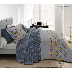 Pack complet Luna Gris housse de couette pour lit 160 x 200 cm 100% coton / 57 fils/cm²