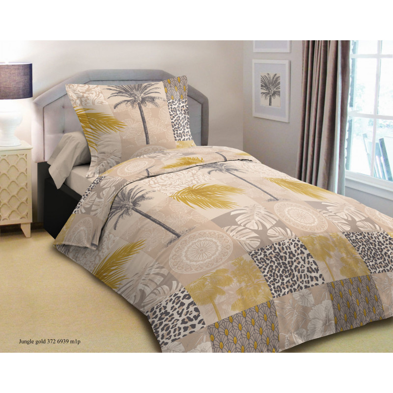 Parure de couette Jungle Gold pour lit 90 x 190 cm 100% coton / 57 fils/cm²