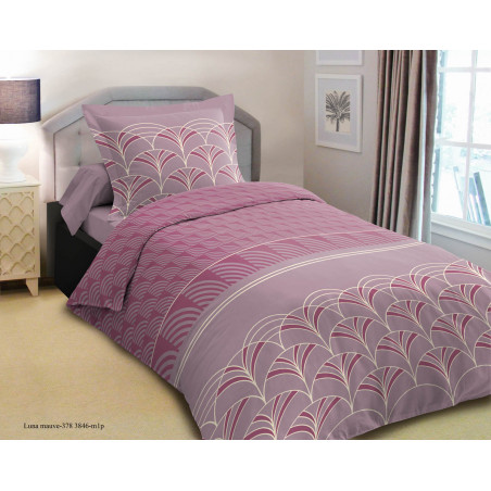 Parure de couette Luna Mauve pour lit 90 x 190 cm 100% coton / 57 fils/cm²