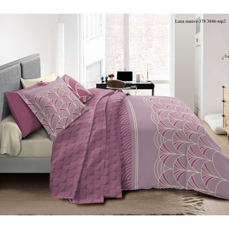 Parure de couette Luna Mauve pour lit 90 x 190 cm 100% coton / 57 fils/cm²