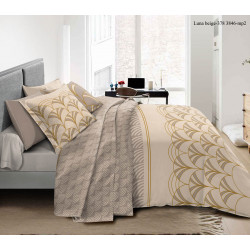 Parure de couette Luna Beige pour lit 90 x 190 cm 100% coton / 57 fils/cm²
