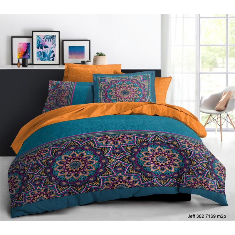 Parure de draps 4 pièces Jeff pour lit 140 x 190 cm 100% coton / 57 fils/cm²