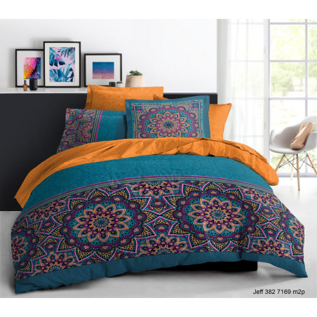 Parure de draps 4 pièces Jeff pour lit 160 x 200 cm "Grande largeur" 100% coton / 57 fils/cm²