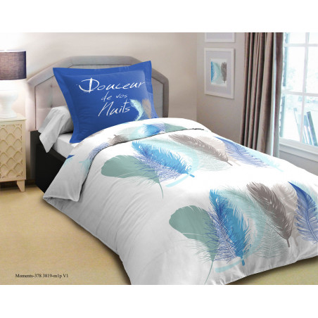 Parure de draps 3 pièces Moments pour lit 90 x 190 cm 100% coton / 57 fils/cm²
