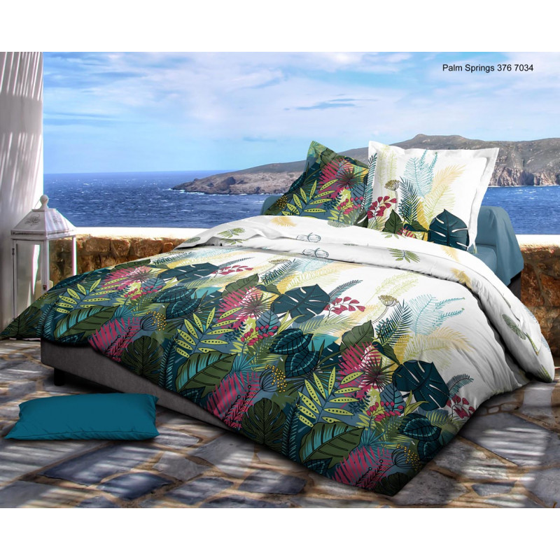 Parure de draps 4 pièces Palm Spring pour lit 140 x 190 cm 100% coton / 57 fils/cm²