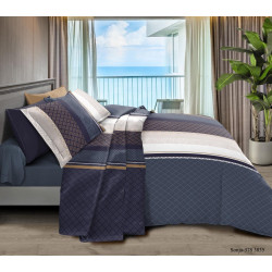 Parure de draps 4 pièces Sonja Bleu pour lit 140 x 190 cm 100% coton / 57 fils/cm²