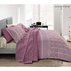 Parure de draps 4 pièces Luna Mauve pour lit 160 x 200 cm "Grande largeur" 100% coton / 57 fils/cm²
