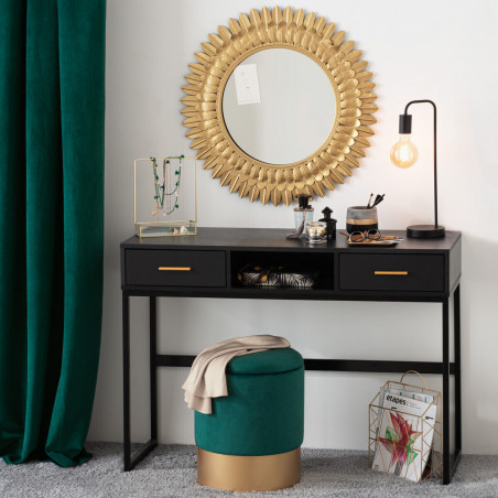 Miroir métal feuilles or rond 70 cm Atmosphera