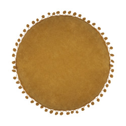 Coussin rond pompons diamètre 40 cm Atmosphera