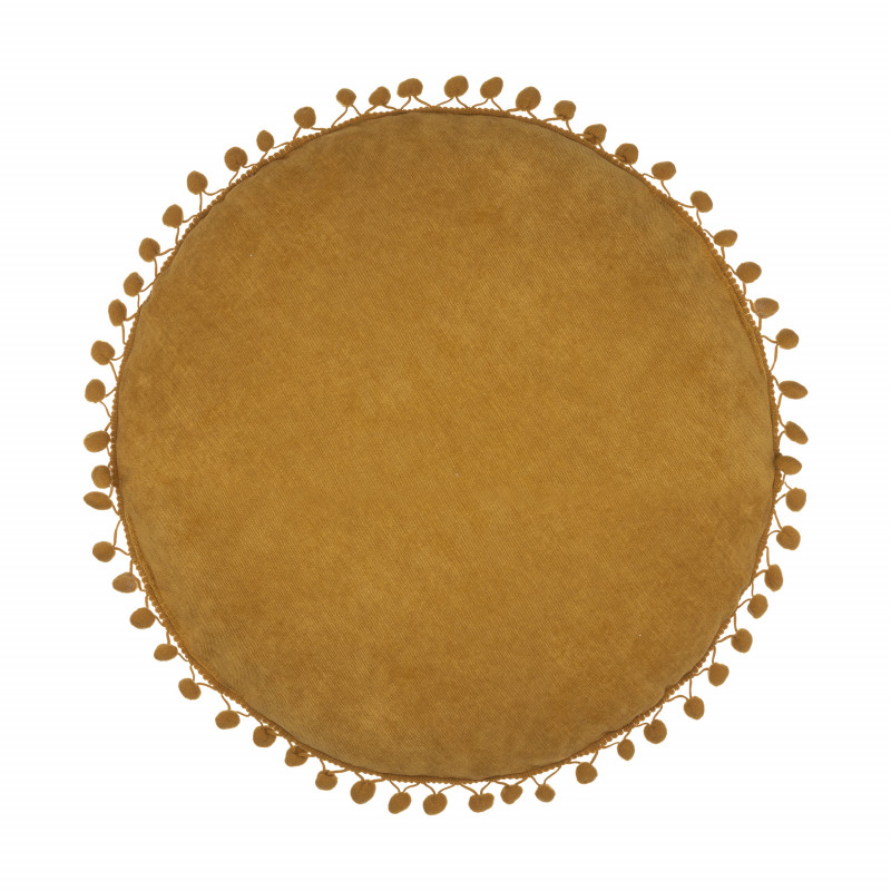 Coussin rond pompons diamètre 40 cm Atmosphera